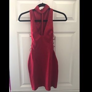 LF seek the label red tight mini dress cut out